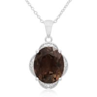 4ct Oval Smoky Quartz and Diamond Necklace
