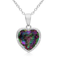 3 Carat Mystic Topaz & Diamond Heart Necklace
