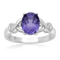 2 1/2 Carat Created Tanzanite and Diamond Infinity Ring