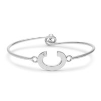 Initial "C" Bangle Bracelet With Cubic Zirconia Accent