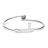 Initial "L" Bangle Bracelet With Cubic Zirconia Accent