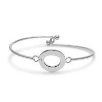 Initial "O" Bangle Bracelet With Cubic Zirconia Accent