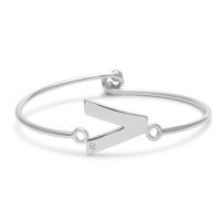 Initial "V" Bangle Bracelet With Cubic Zirconia Accent