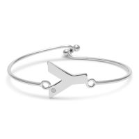 Initial "Y" Bangle Bracelet With Cubic Zirconia Accent