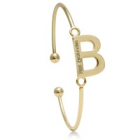FREE ENGRAVING Yellow Gold  Initial Bangle Bracelet - Select from Initials A-Z