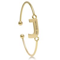 FREE ENGRAVING Yellow Gold "J" Initial Bangle Bracelet 