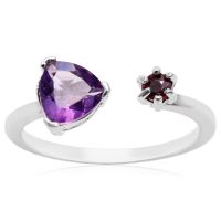 1 Carat Amethyst and Ruby Open Wrap Ring