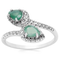 3/4 Carat Pear Shape Emerald and Diamond Wrap Ring