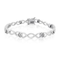 Dainty Diamond Accent Bracelet, Platinum Overlay, 7 Inches