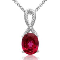 2 1/2 Carat Ruby and Diamond Ribbon Necklace, 18 Inches