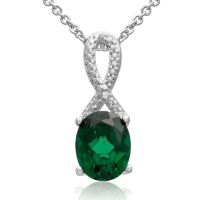 2 1/2 Carat Emerald and Diamond Ribbon Necklace, 18 Inches