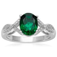 2 1/2 Carat Oval Shape Emerald and Diamond Infinity Ring