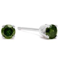 ONLY 1 LEFT. 1/4 Carat Green Diamond Stud Earrings in White Gold