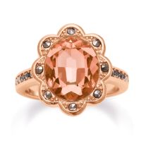 4ct Crystal Morganite and Marcasite Halo Ring