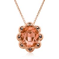 4ct Crystal Morganite and Marcasite Halo Necklace
