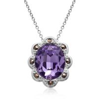 4ct Crystal Tanzanite and Marcasite Halo Necklace
