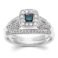 .60ct Blue and White Diamond Bridal Set

