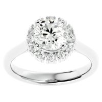 2 Carat Blooming Halo Diamond Engagement Ring in 14k White Gold