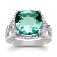 5 Carat Cushion Cut Halo Style Green Amethyst Ring