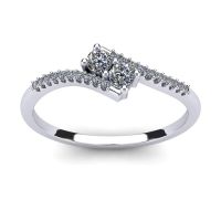 1/4 Carat Two Stone Diamond Bonded Love Ring In White Gold