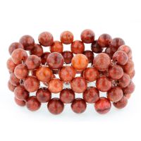 Natural Red Coral Stretch Bracelet