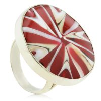Candy Cane Inspired Statement Ring In Sterling Silver
