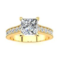 1.50 Carat Solitaire Engagement Ring With 1 Carat Princess Cut Center Diamond In 14K Yellow Gold