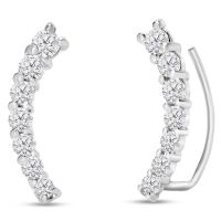 1/2ct Diamond Ear Climbers In 14K White Gold