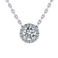 7/8ct Diamond Halo Center Of The Universe Necklace In 14K White Gold
