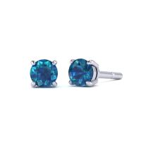 1/5ct  Blue Diamond Stud Earrings in White Gold