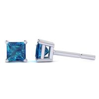1/2ct  Blue Diamond Princess Stud Earrings in White Gold