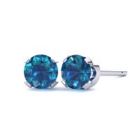 1/2ct  Blue Diamond Stud Earrings in White Gold