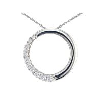 1/5ct Circle Style Journey Diamond Pendant in 10k White Gold