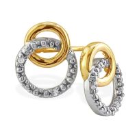 .02ct Diamond Circle Earrings in 10k Two Tone Gold. CLOSEOUT PRICE.