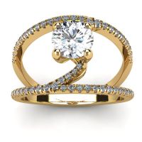 1.50 Carat Open Band Engagement Ring In 14K Yellow Gold