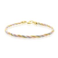 Tri Tone Twisted Omega Bracelet In Sterling Silver, 7 1/2 Inches