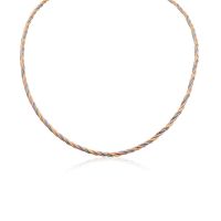 Tri Tone Twisted Omega Chain Necklace In Sterling Silver, 18 Inches