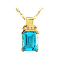 3.40ct Blue Topaz and Diamond Pendant in 14k Yello
