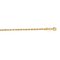 14 Karat Yellow Gold 2.75mm 24 Inch Solid Diamond Cut Rope Chain