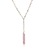 41 Carat Pink Tourmaline Y Bar Strand Necklace In 14K Yellow Gold, 36 Inches
