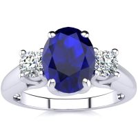 Beautiful Blue Sapphire and Diamond Ring In 14 Karat White Gold