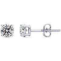 Colorless 1 Carat Genuine Natural F-G Super White Diamond Stud Earrings in 14 Karat White Gold. Unbelievable Value!