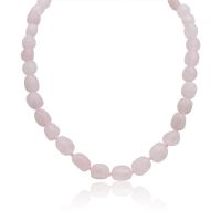 30 Carat Natural Rose Quartz Beaded Necklace, 18 Inches

