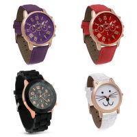 Set of 4 Octavia Women's Watches - White, Black, Red & Purple