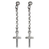 Sterling Silver Dangling Cross Earrings