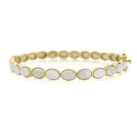 30 Carat Mother Of Pearl Bangle Bracelet In 14K Yellow Gold