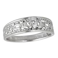 Sterling Silver Stylish Claddagh Band Ring