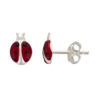 Sterling Silver Adorable Ladybug Stud Earrings