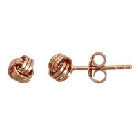 14 Karat Rose Gold Over Sterling Silver Love Knot Stud Earrings