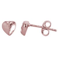 14 Karat Rose Gold Over Sterling Silver Broken Heart Stud Earrings
